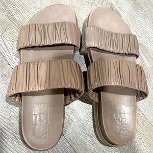 Sorel Roaming Two Strap Slide Sandal Brown Tan Leather Women's Size 9 GUC